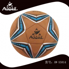 专业足球品牌欧威尔胶粘足球 AW-S5814翻毛牛皮比赛标准5号球